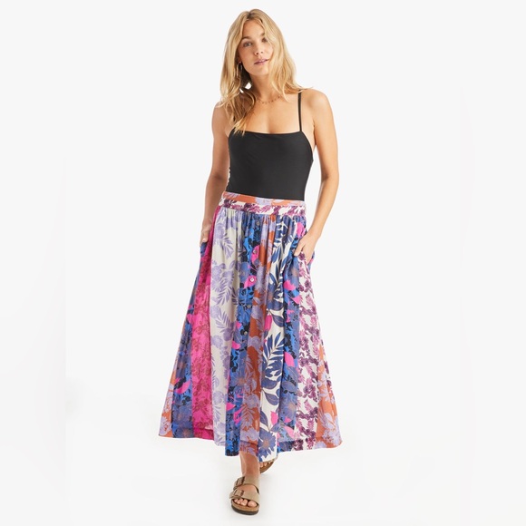 XiRENA Dresses & Skirts - XiRENA Multicolor Floral A-Line Maxi Skirt - Pink, Blue, Purple, Orange